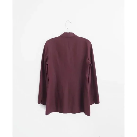 Vintage 90s Valentino Miss V Muted Mulberry Aubergine Silk Linen Blazer 44 US 8 - Picture 2 of 5